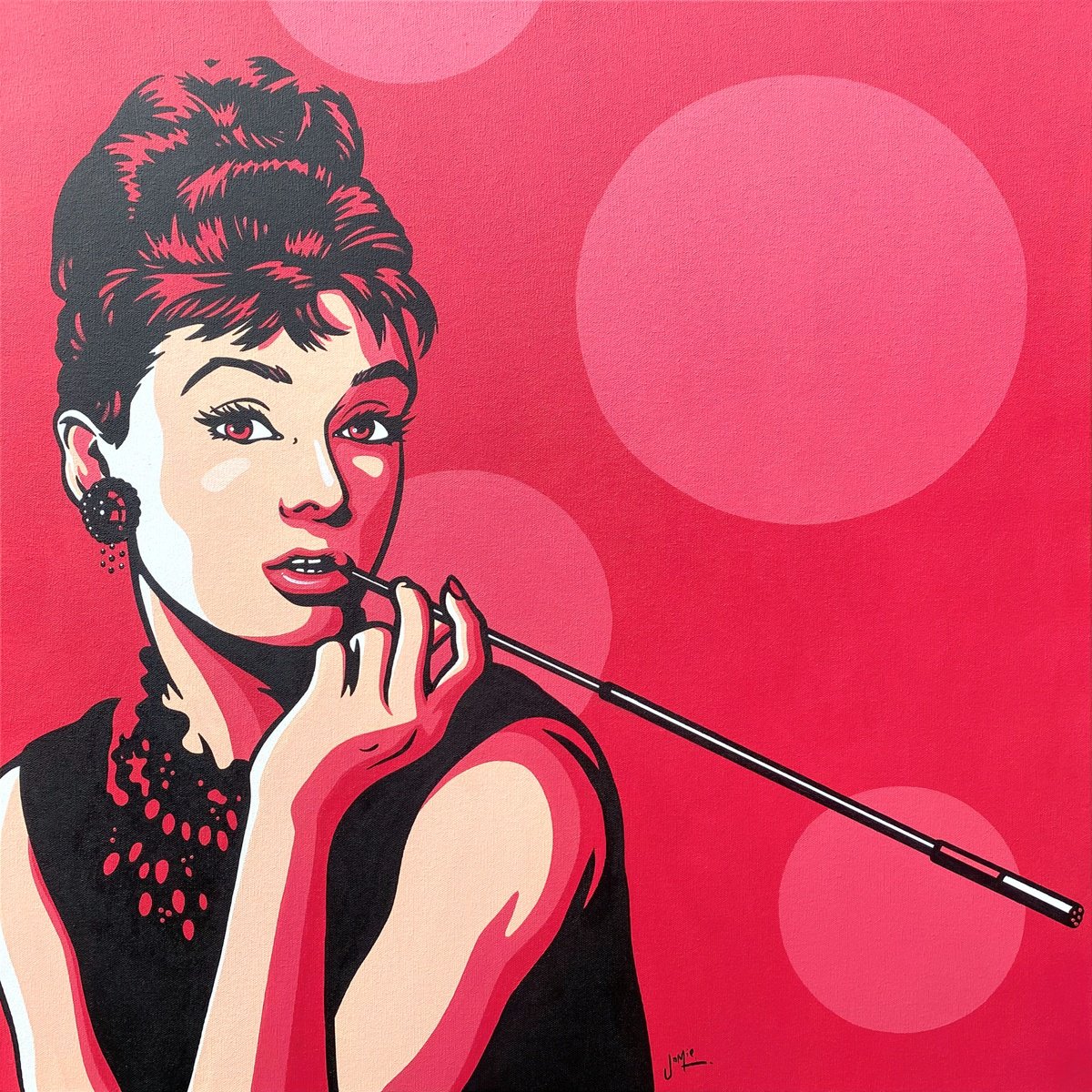 Audrey Hepburn on Hot Pink by Jamie Lee