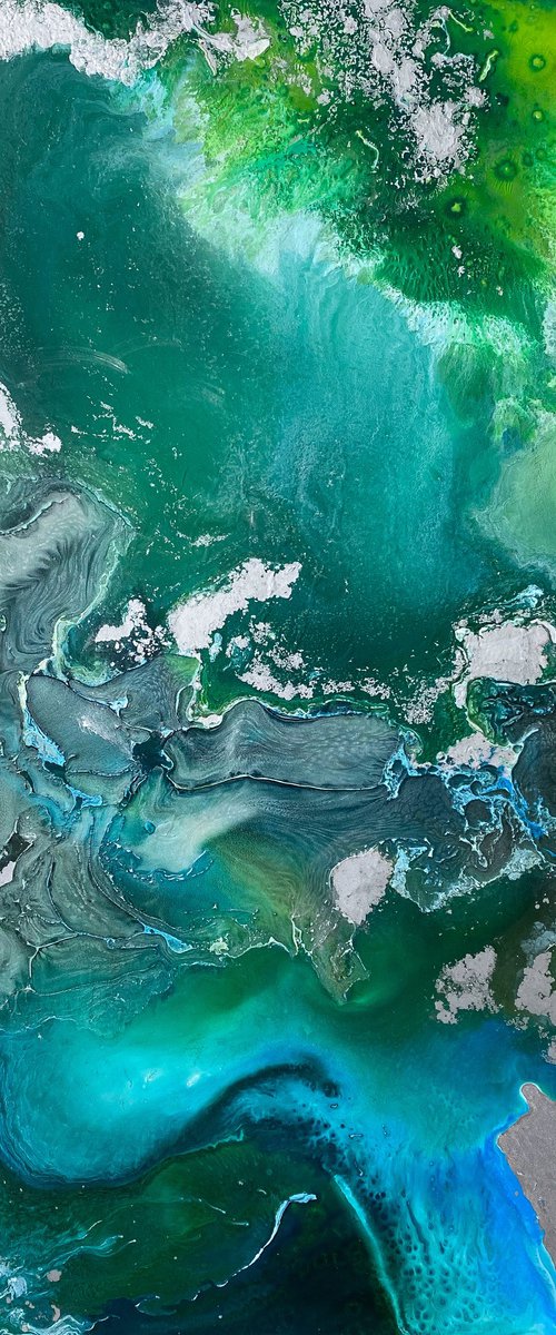 Emerald Ocean – Green Abstract by Mily Art