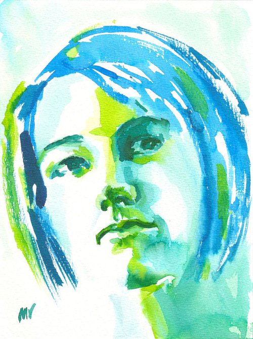 WHAT ABOUT IT? - PORTRAIT - ORIGINAL WATERCOLOR PAINTING. by Mag Verkhovets