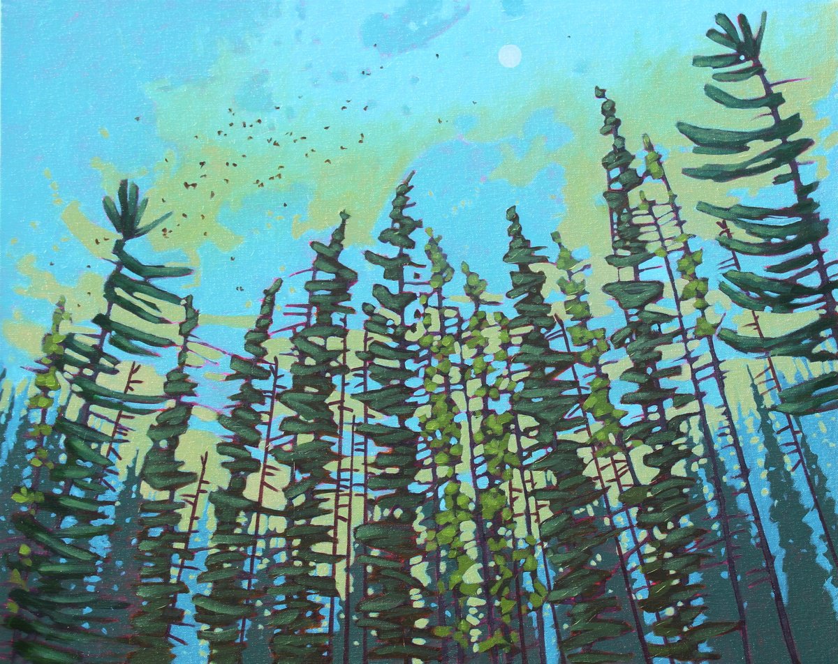 An Early Moon By Sage Mountain Studio, 30 X 24, Artwork For Sale On Artfinder