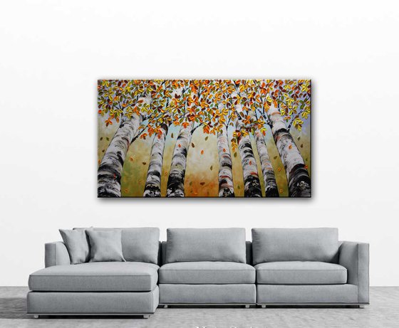 Looking Up - Large Original Birch Trees Painting