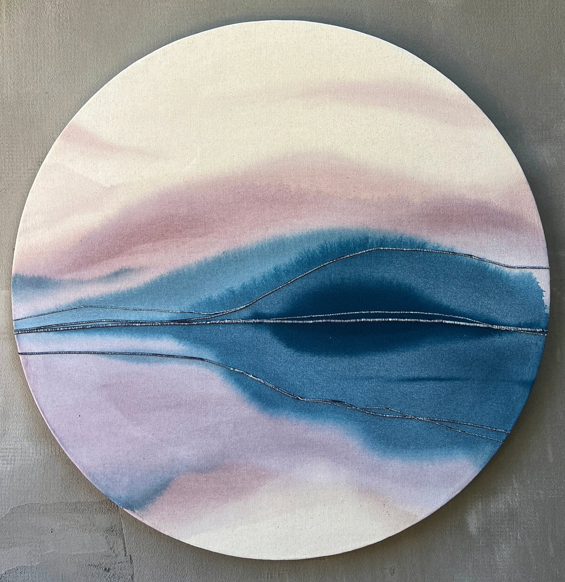 Organic Landscape Painting By Olya Tereschuk, 28 X 28", Tondo-7, Original Artwork