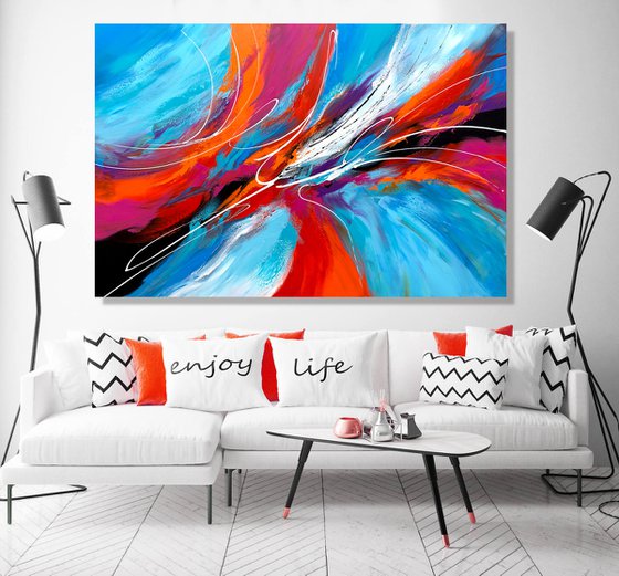 Summer of Love - XL LARGE,  MODERN ABSTRACT ART – EXPRESSIONS OF ENERGY AND LIGHT. READY TO HANG!