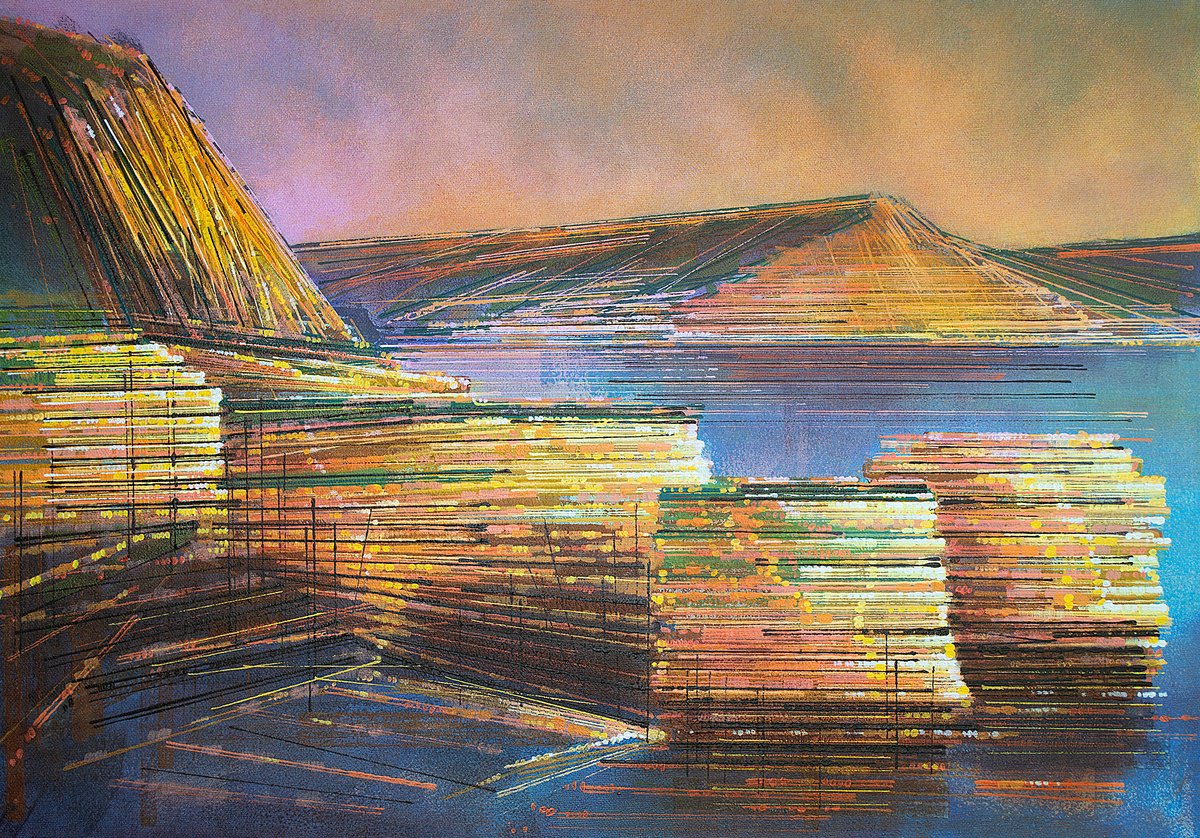 Impressionistic Landscape Acrylic Painting By Marc Todd, 23 X 17", Ladram Bay Devon, Original Artwork