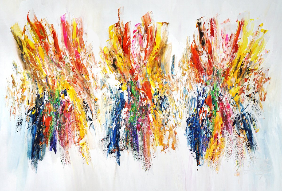 Abstract Acrylic Painting By Peter Nottrott, 61 X 41", Joyful Symphony D 7, Original Artwork