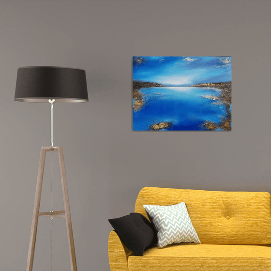 A large original modern semi-abstract seascape painting "Depth of the sea"