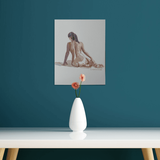 seated female nude back study