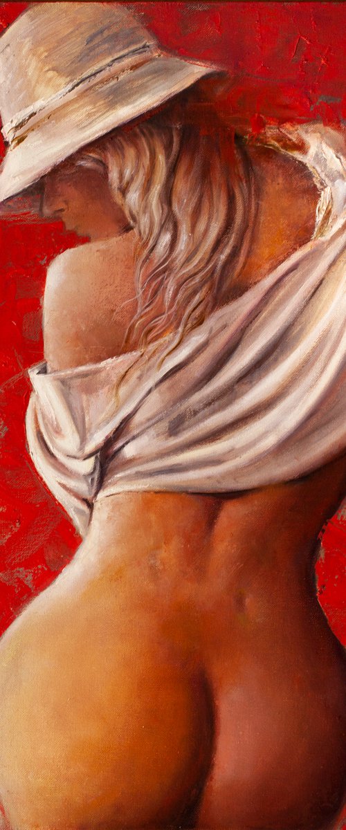 Girl in a hat by Aleksandr Neliubin