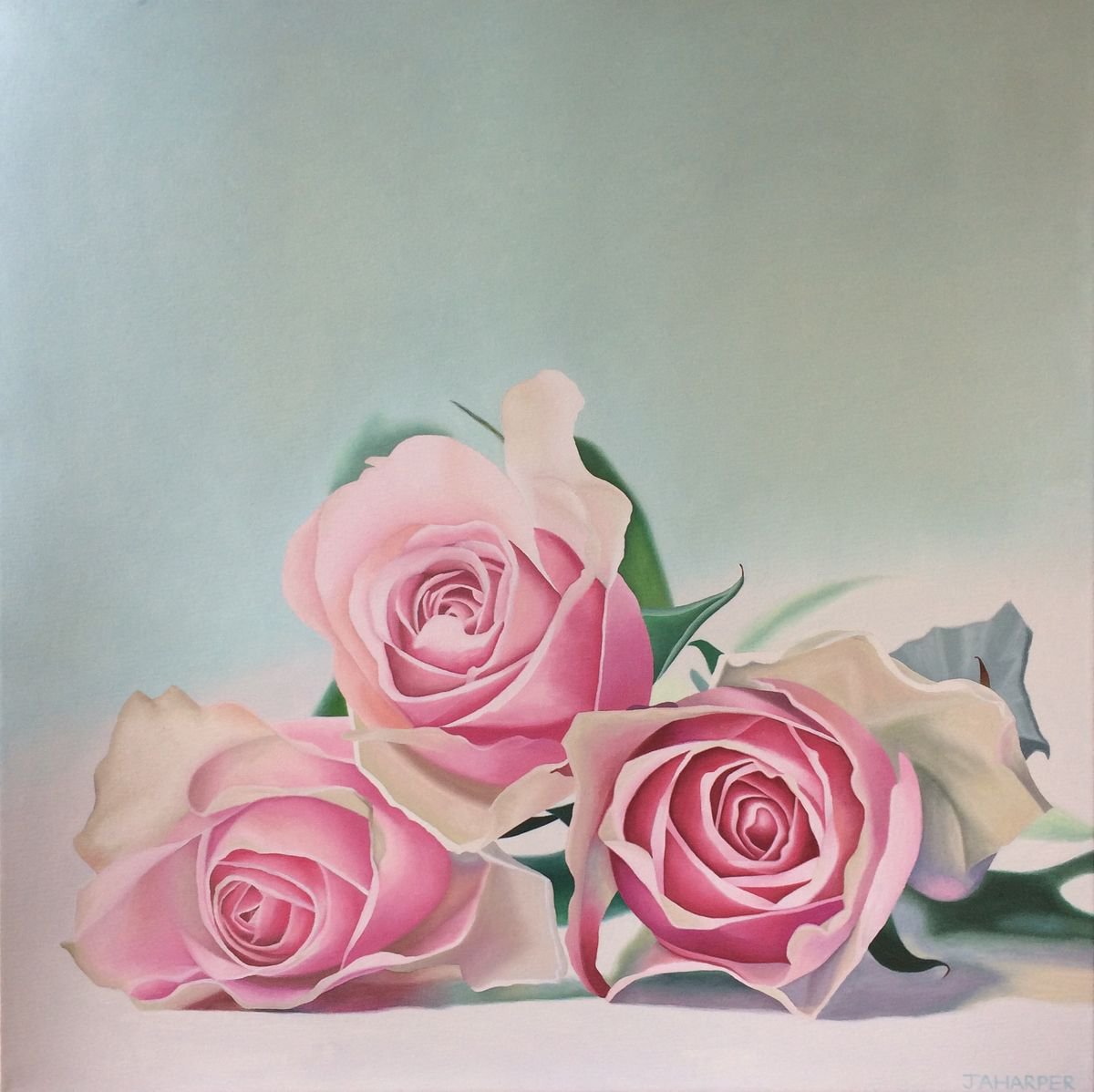Three Pink Roses by Jill Ann Harper