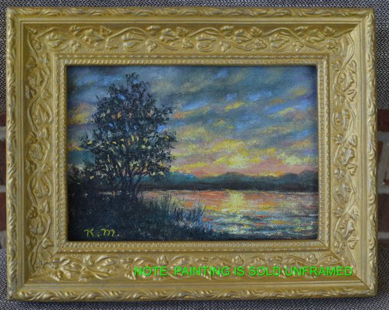 River Sundown - 5X7 oil