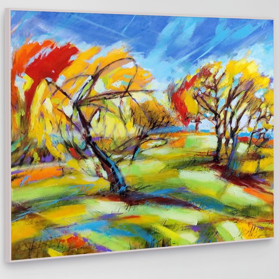Abstract apple trees on a bright