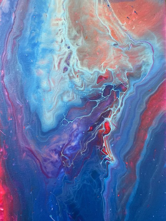 "Duality" - FREE USA SHIPPING - Original Abstract PMS Fluid Acrylic Painting - 16 x 20 inches