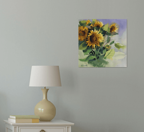 Sunflowers watercolor painting