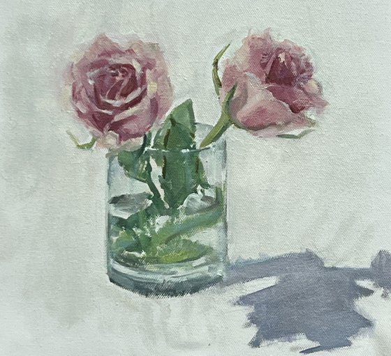 Two pink roses