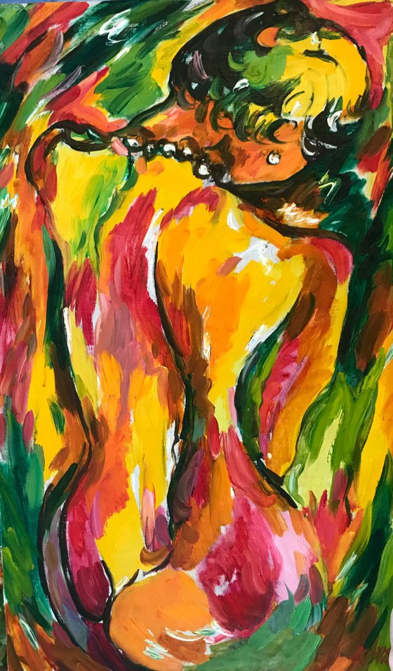 NUDE. MODEL IN PARIS - original painting, love erotic, impressionistic, spring emotions