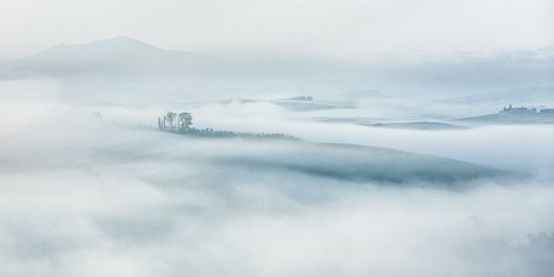 Island in the fog II. - Landscape in Tuscany - Limited edition 1 of 5 by Peter Zelei