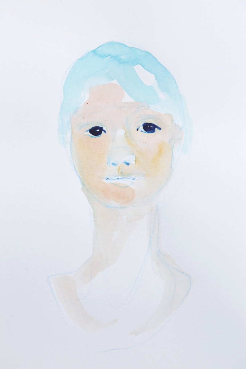 Impressionistic Portrait Watercolour By Francesca Candito, 22 X 30, I Observe., Original Artwork