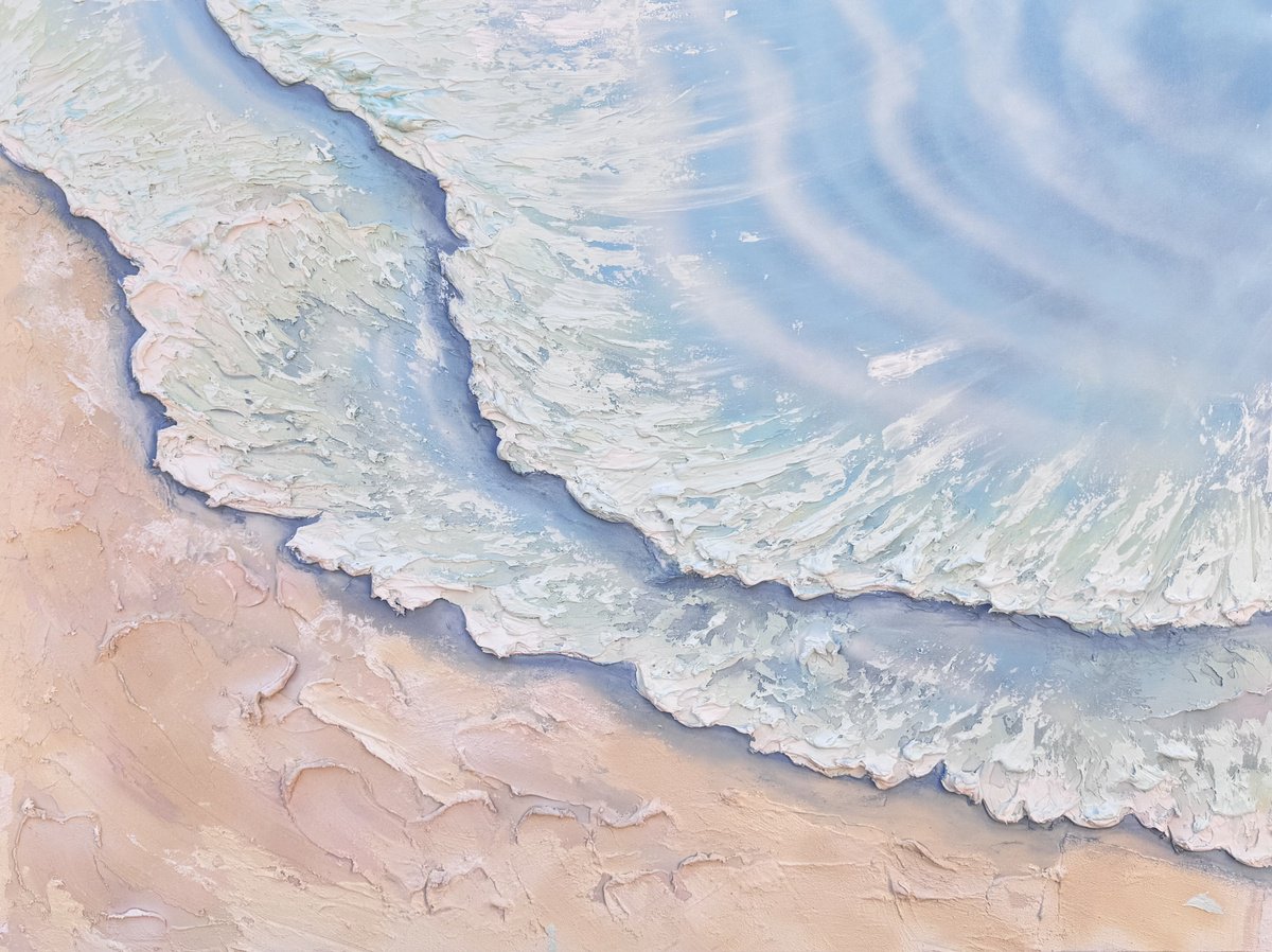  Whitsundays Whitewash Blue Peach 90X120 By Marie Antuanelle, 47 X 35, Artwork For Sale On Artfinder