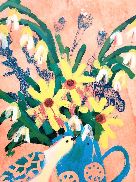 My bird and daisies