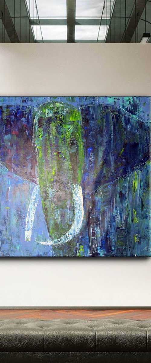 Elephant emerging from the forest by Denis Kuvayev