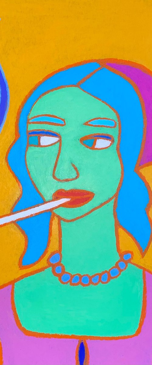 Naive Pop Art Renaissance woman portrait #2 by Ann Zhuleva