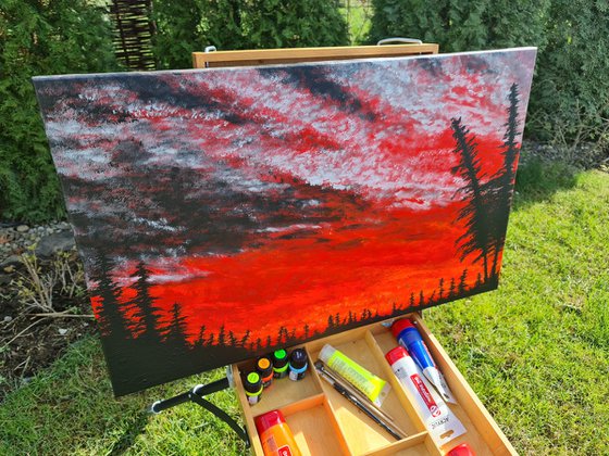 Landscape in red color