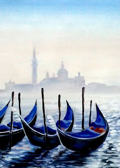 Gondola at Winter Morning Venice by Samiran Sarkar