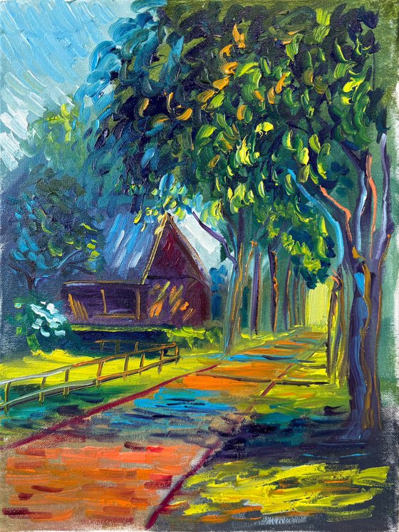 Dutch Countryside Alley at Sunset