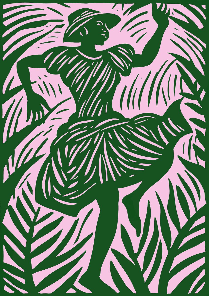 Illustrative Portrait Acrylic Painting By Kosta Morr, 12 X 17", Primal Dance, Original Artwork