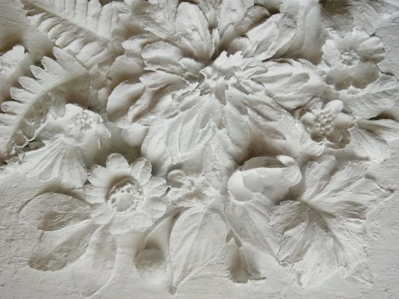 sculptural wall art "Composition with a large flower"