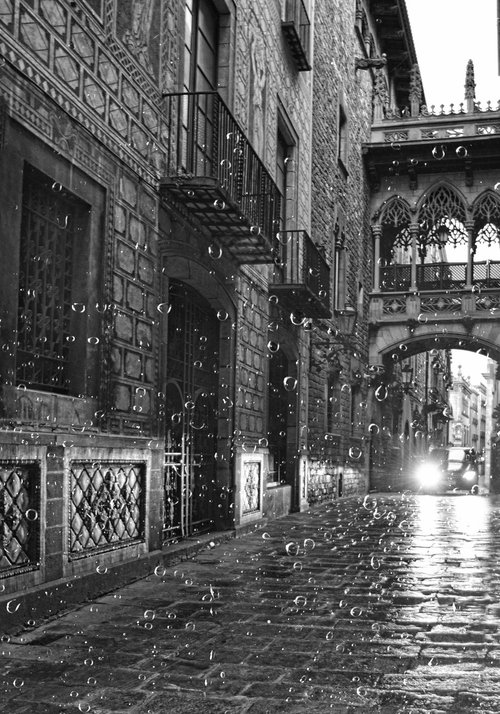 " Rain. Old city. Barcelona "  Limited Edition 1 / 15 by Dmitry Savchenko