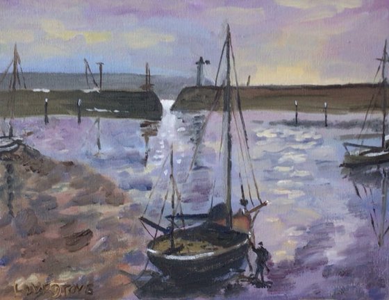 Mousehole harbour painting