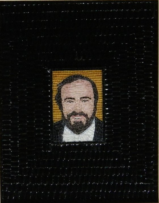 Luciano Pavarotti - glass micro mosaic portrait