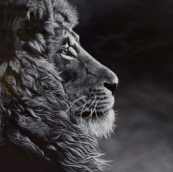 "Lion" , the brave heart  100 X 100 cm