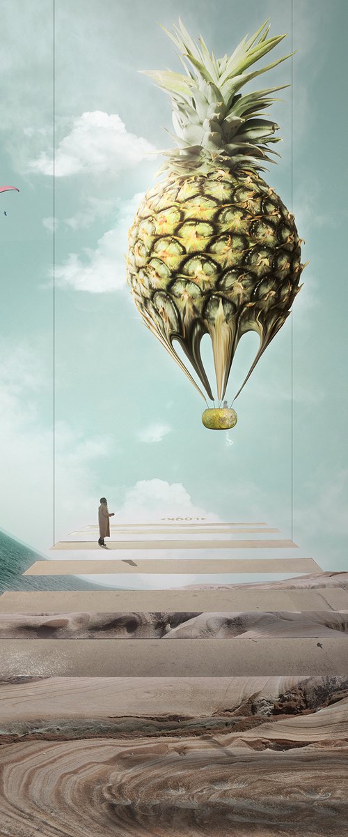 Pineapple Hot Air Balloon - Small by Vanessa T Stefanova