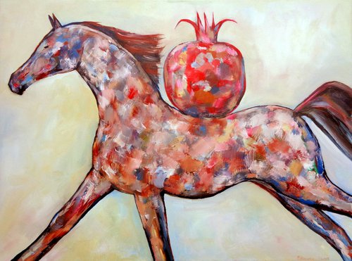 Horse running 30x40', 75x100 cm by Elisaveta Sivas