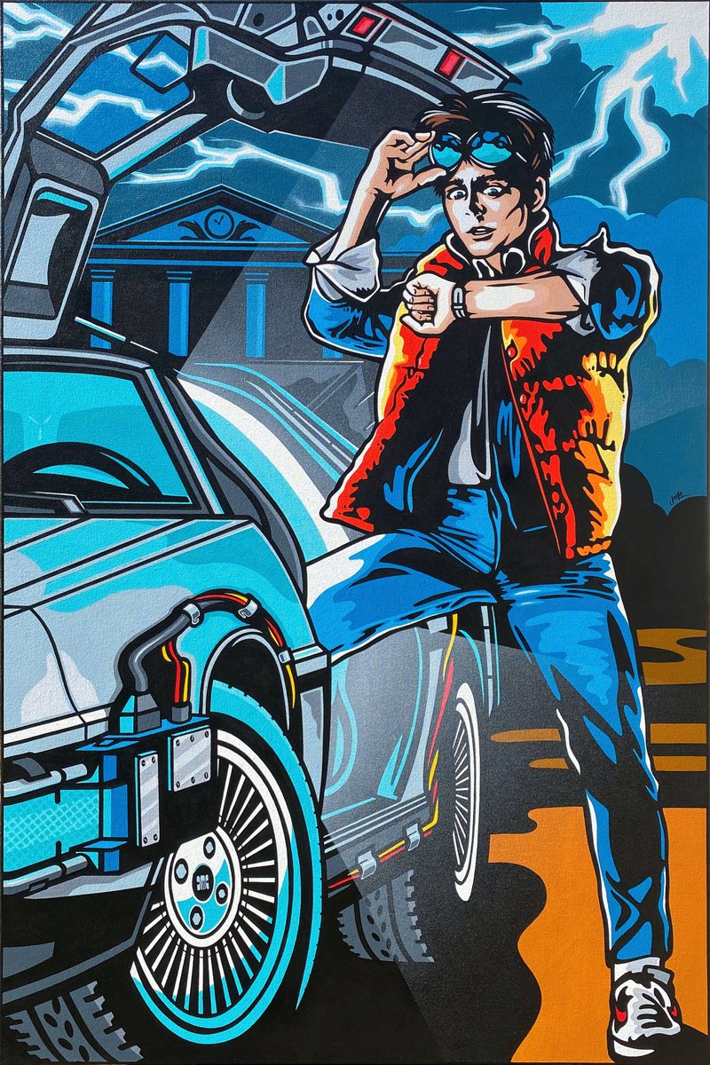 Urban And Pop Acrylic Painting , Marty Mcfly - Outta Time By Jamie Lee, 31 X 47, Artwork For Sale On Artfinder