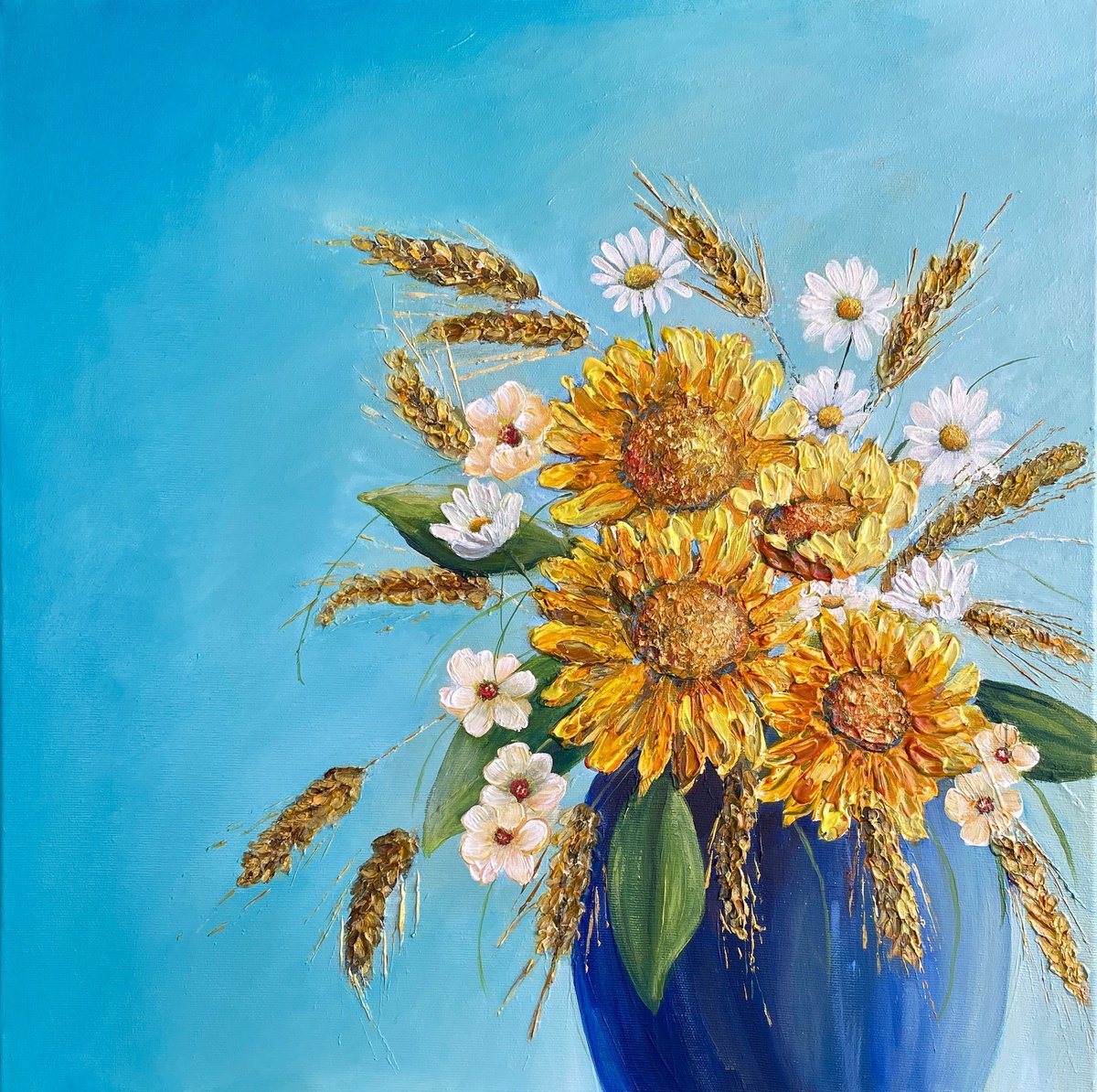 Expressive Botanical Acrylic Painting By Emma Sian Pritchard, 20 X 20,