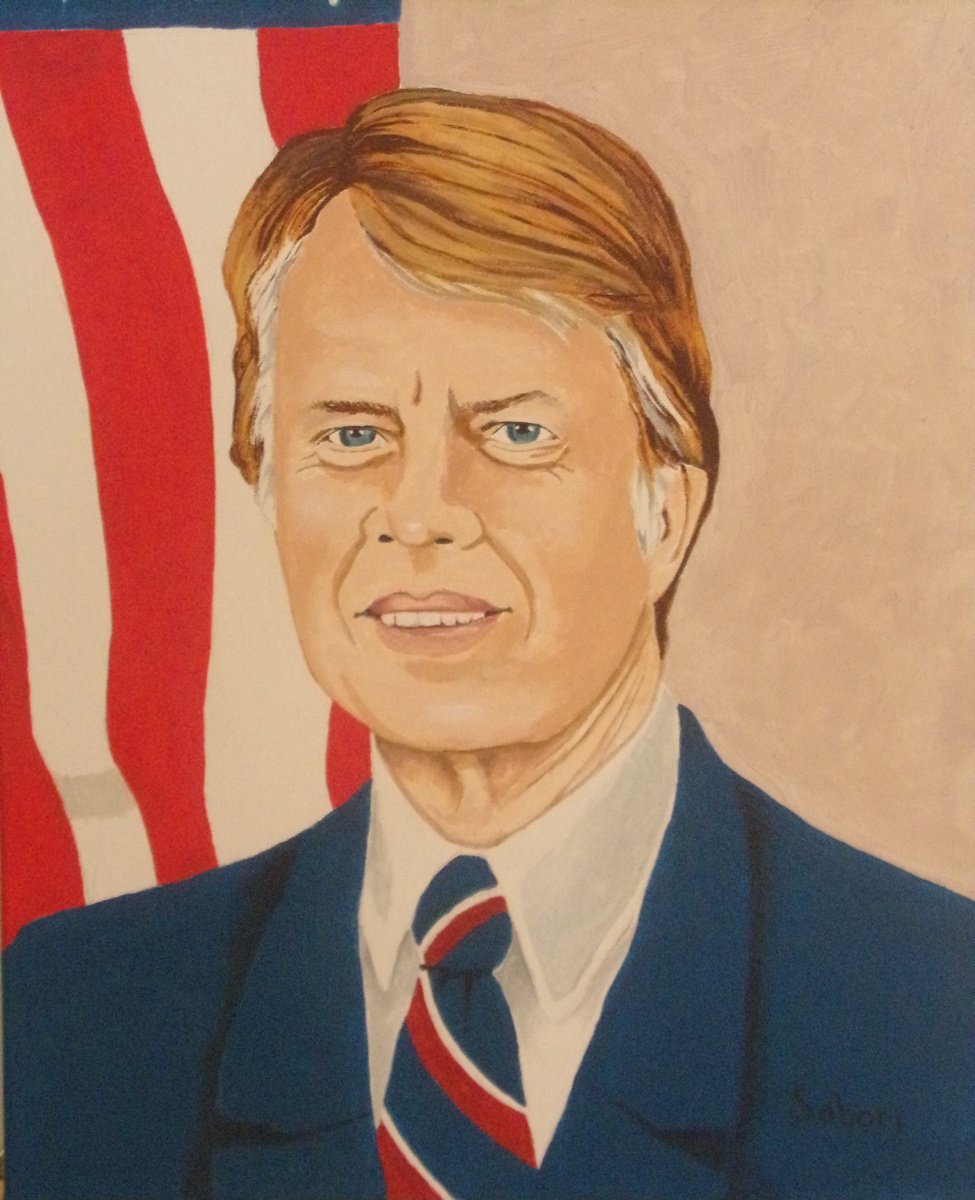 Photorealistic Portrait Acrylic Painting By Andrew Sabori, 16 X 20, Jimmy Carter, Original Artwork