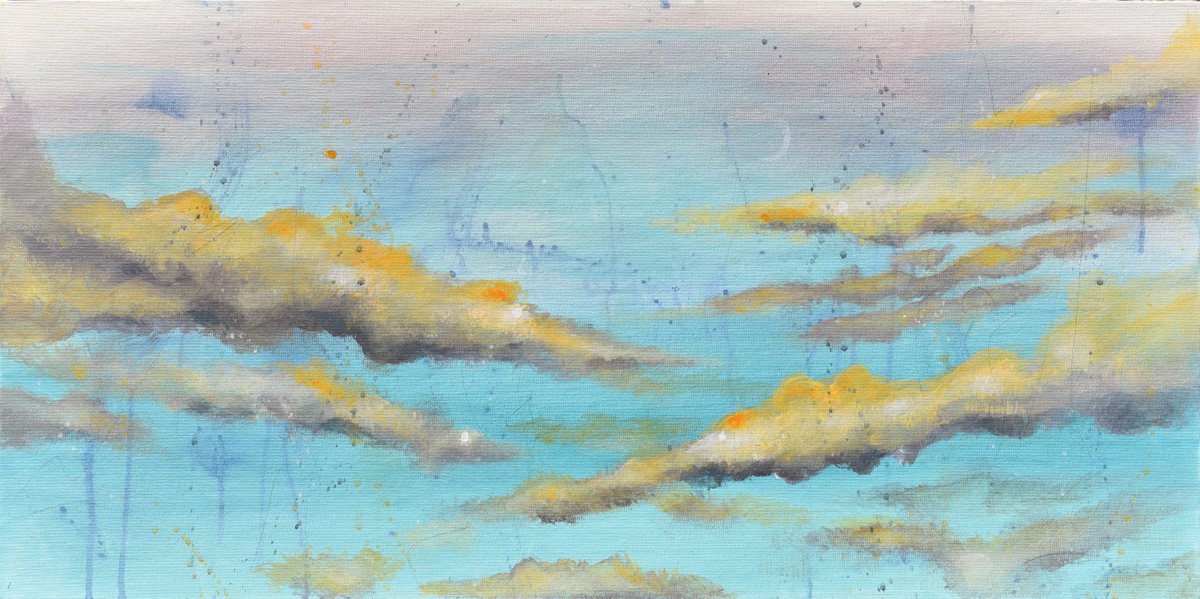 Miracles Do Happen - Abstract art - 30 x 15 IN / 76 x 38 CM - Sky Painting on Panel by Cynthia Ligeros Abstract Artist