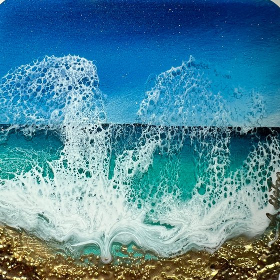 "Little wave" #11 - Miniature square painting