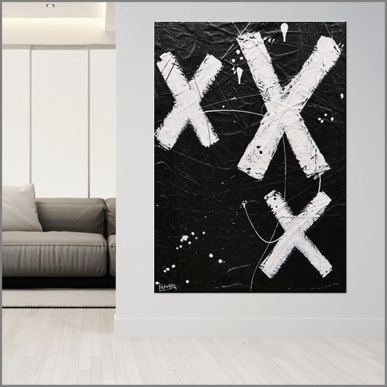 Love and Other Benefits 140cm x 100cm Kisses Textured Urban Pop Art