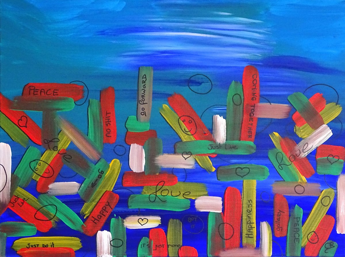 Abstract Acrylic Painting By Cb., 31 X 24, Love, Original Artwork