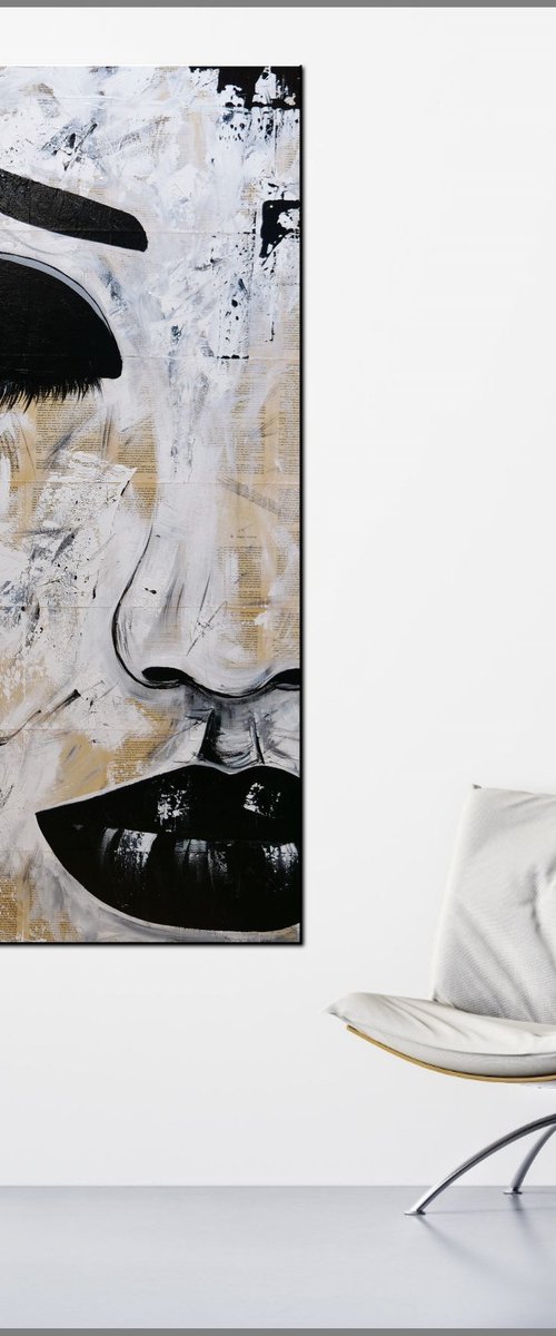 Serene Aesthetic 140cm x 100cm Geisha Textured Abstract Realism Art by Franko