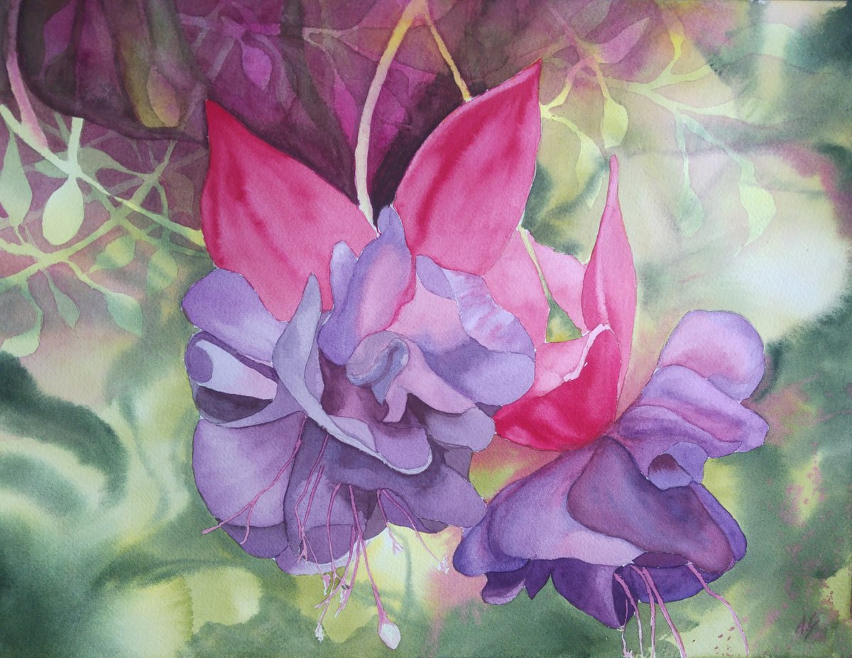 Impressionistic Botanical Watercolour By Aneta Gajos, 16 X 12, Exotic, Original Artwork