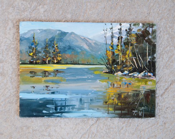 Nordic Landscape. Oil Painting. Miniature.