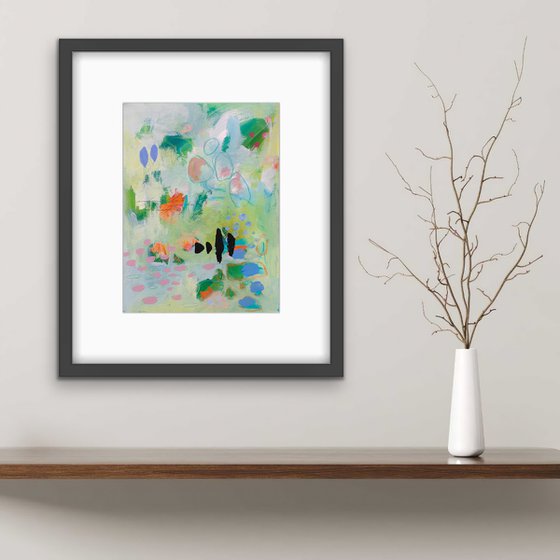 Les petits secrets - Original abstract painting on paper - One of a kind