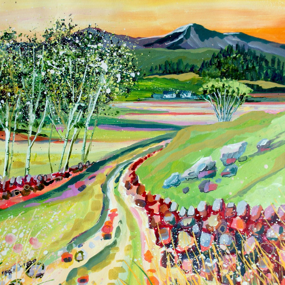 Sunset Footpath By Julia Rigby, 15 X 15, Artwork For Sale On Artfinder