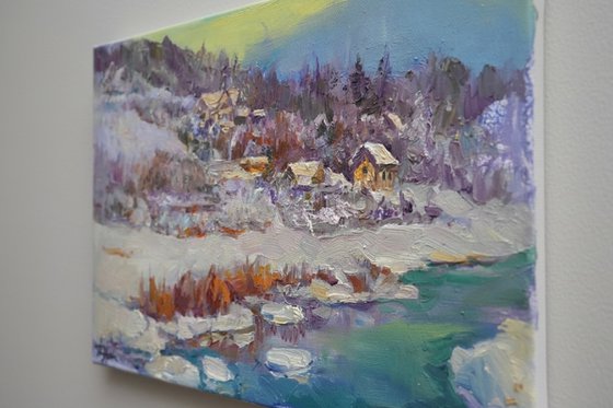 Winter Village by the River