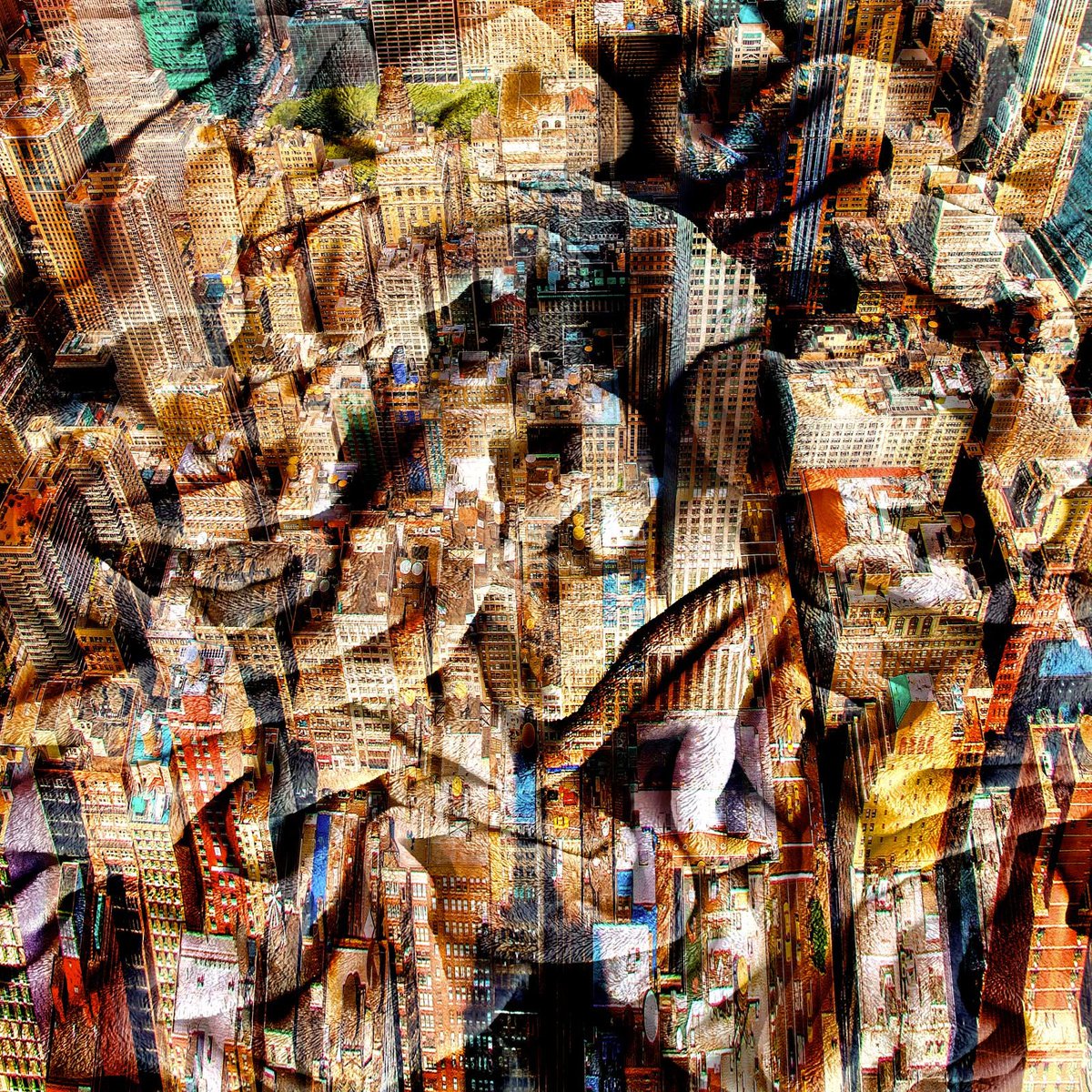 Impressionistic Cityscapes Acrylic Painting By Dario Moschetta, 28 X 28, New York 49.2022, Original Artwork